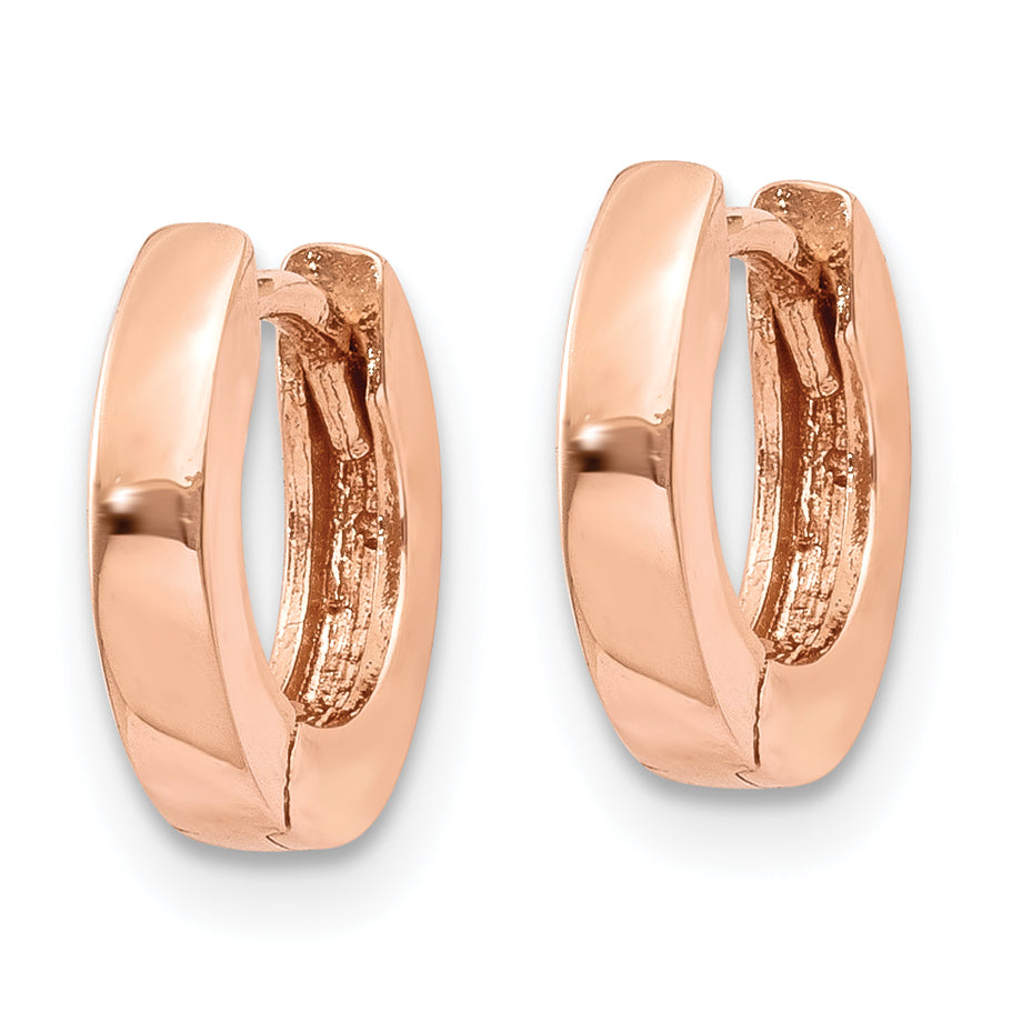 10k Rose Gold Round Hinged Hoop Earrings