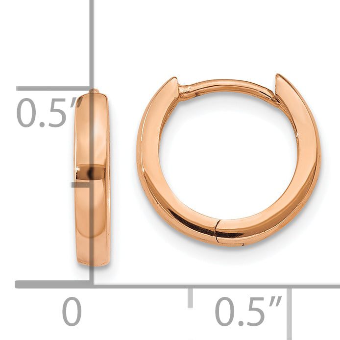 10k Rose Gold Round Hinged Hoop Earrings