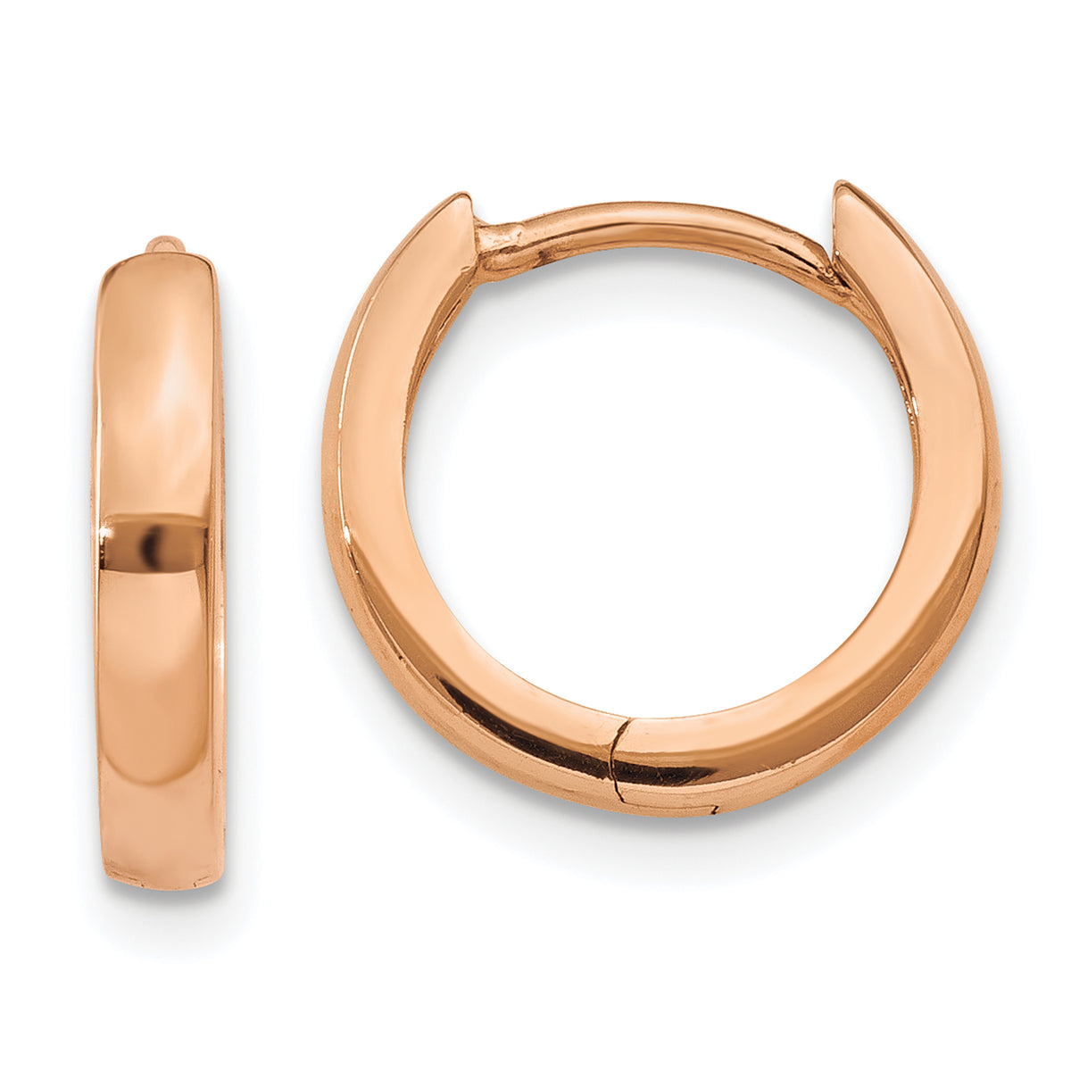 10k Rose Gold Round Hinged Hoop Earrings