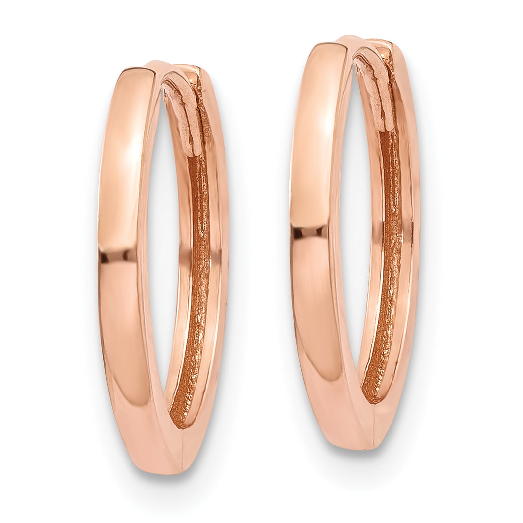 10k Rose Gold Round Hinged Hoop Earrings