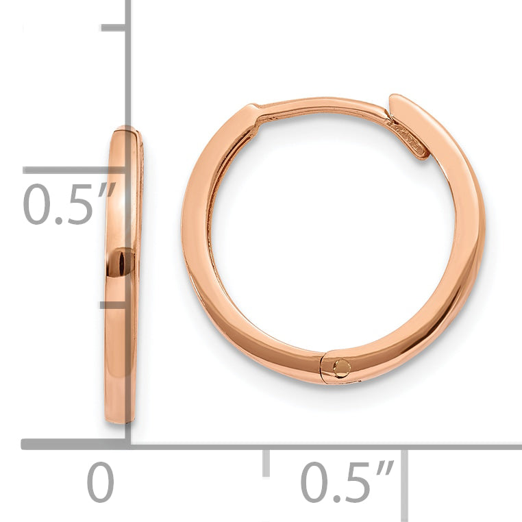 10k Rose Gold Round Hinged Hoop Earrings