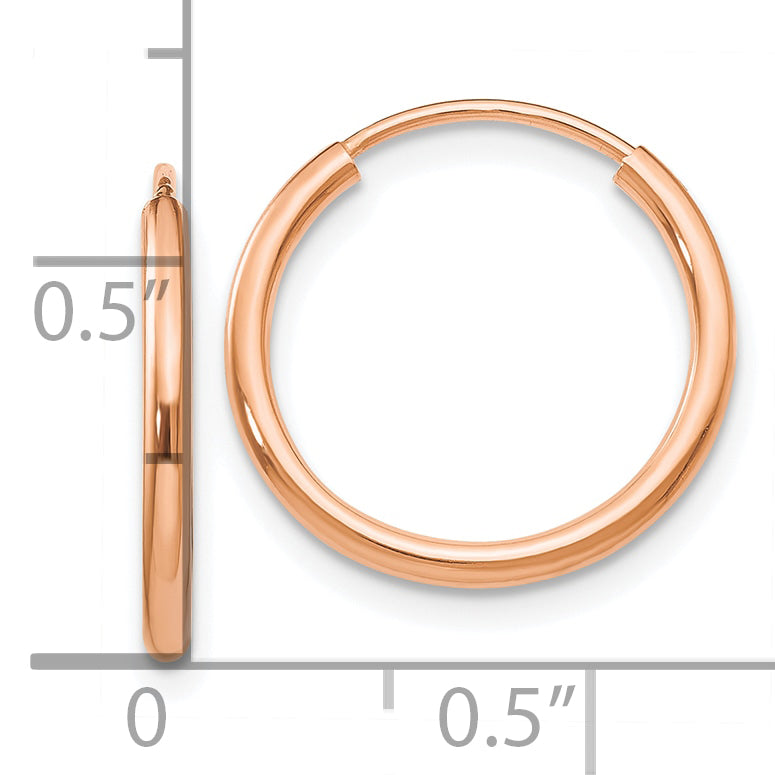 10k Rose Gold Polished Endless Tube Hoop Earrings