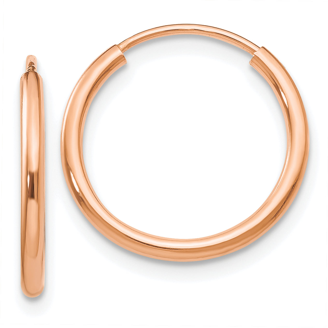 10k Rose Gold Polished Endless Tube Hoop Earrings