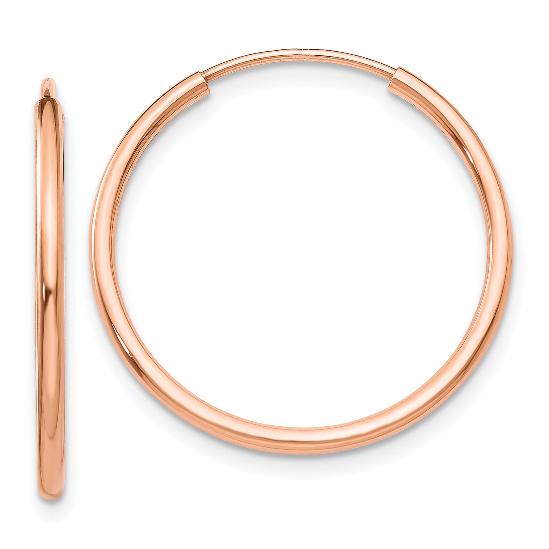 10k Rose Gold Polished Endless Tube Hoop Earrings