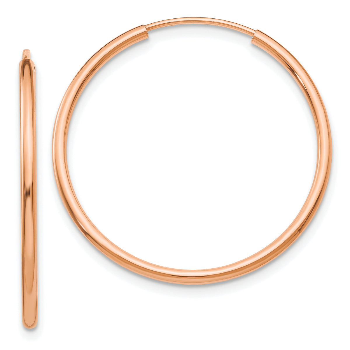 10k Rose Gold Polished Endless Tube Hoop Earrings