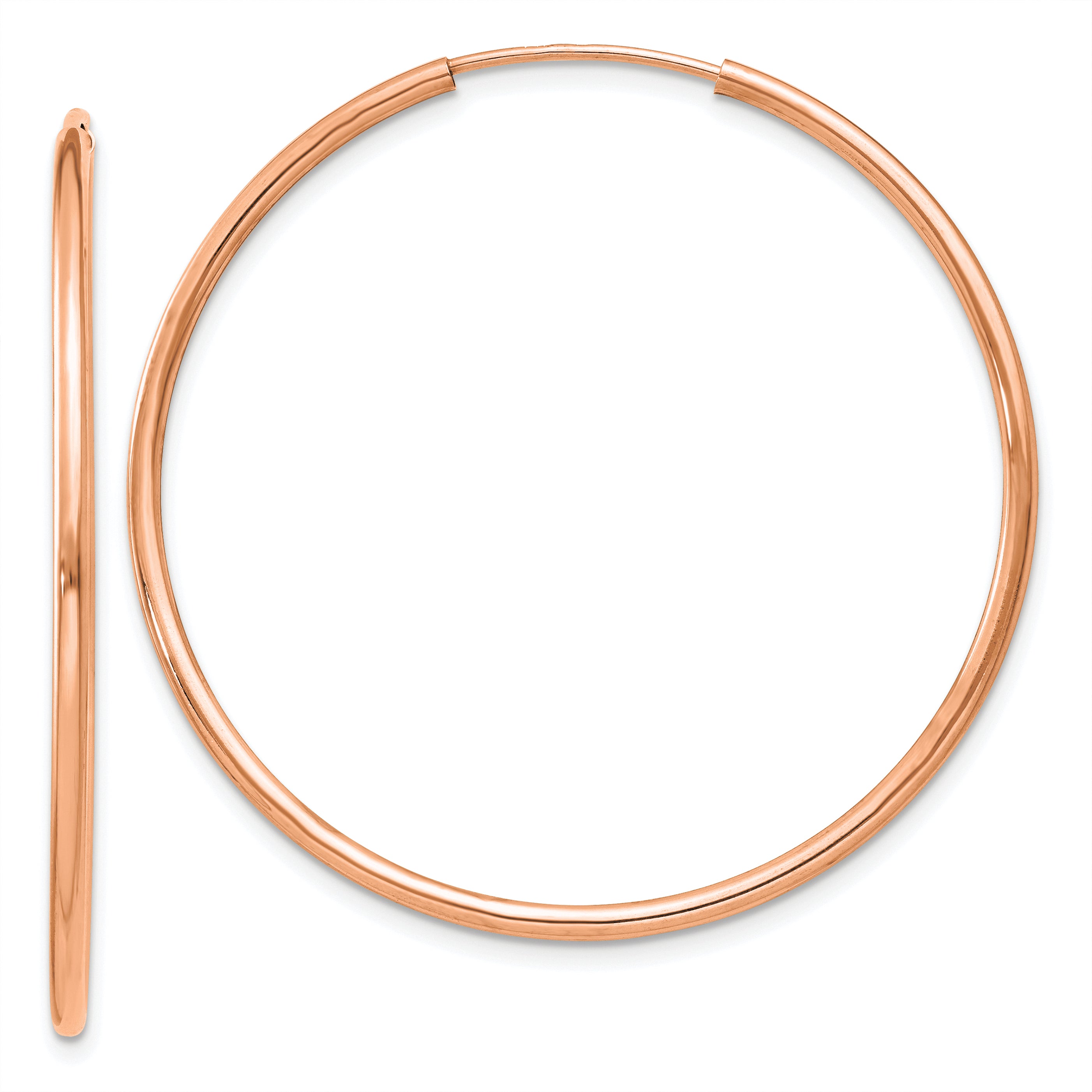 10k Rose Gold Polished Endless Tube Hoop Earrings