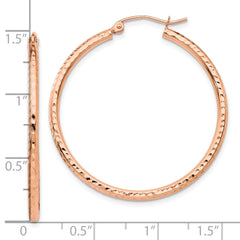 10K Rose Gold Polished Lightweight Large Diamond-cut Tube Hoop Earrings