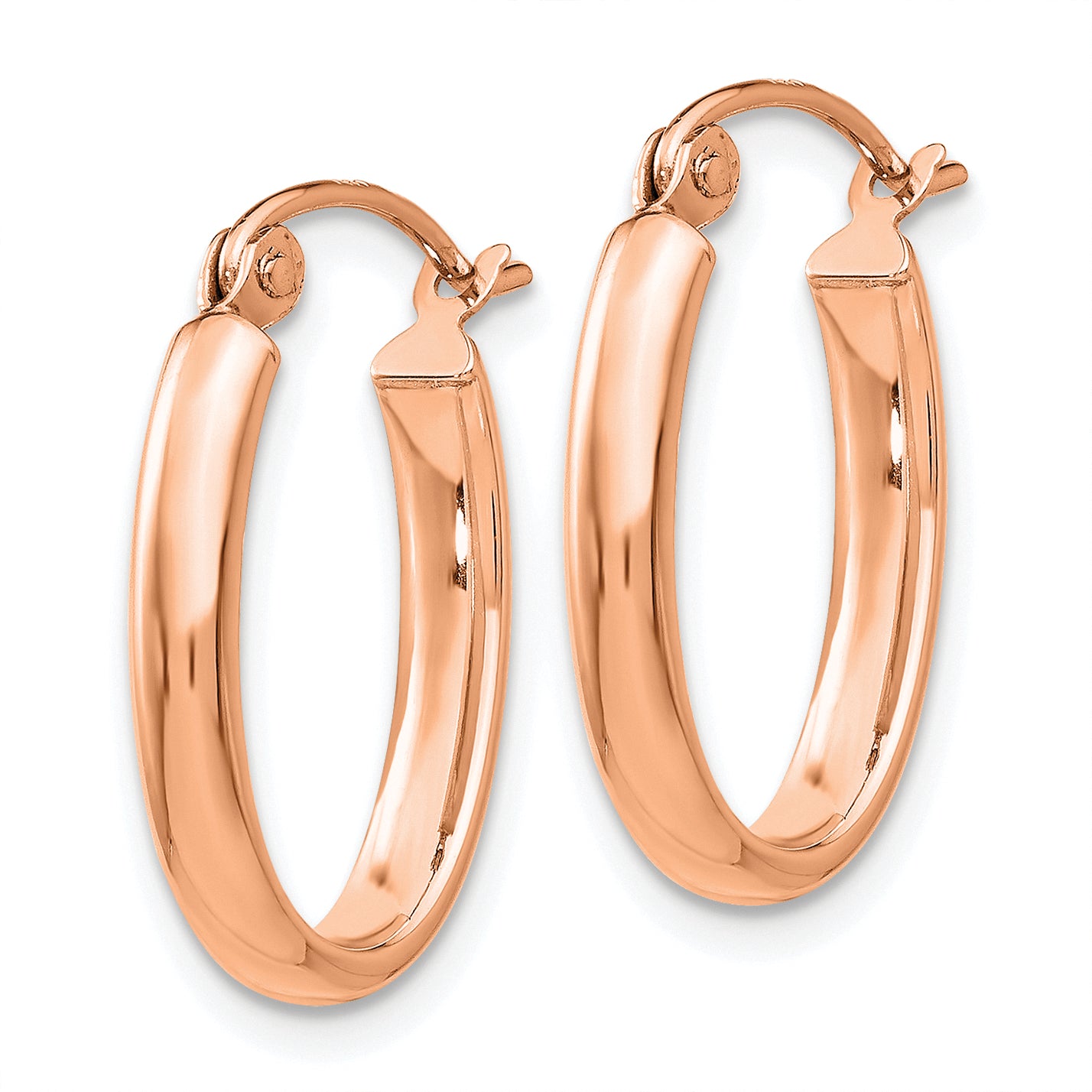 10k Rose Gold Polished Half-Round Oval Hoop Earrings