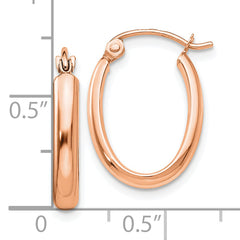 10k Rose Gold Polished Half-Round Oval Hoop Earrings