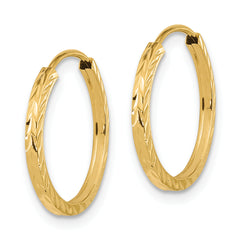 10k Diamond-cut Square Tube Endless Hoop Earrings