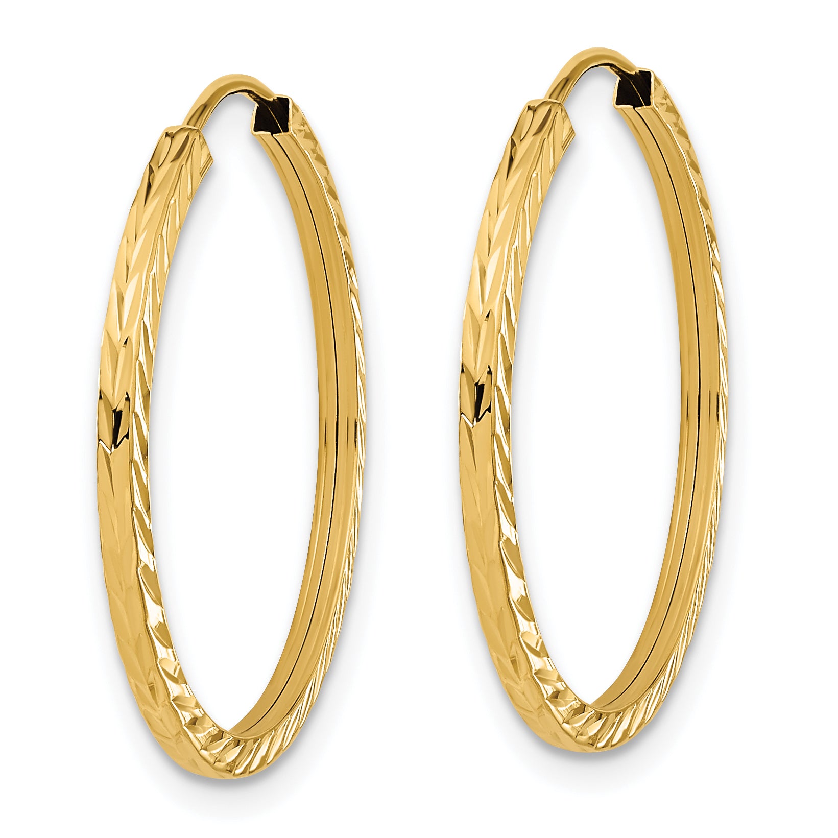 10k Diamond-cut Square Tube Endless Hoop Earrings