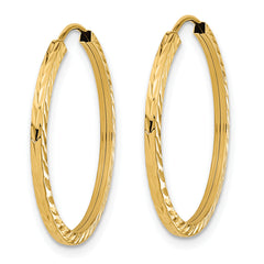 10k Diamond-cut Square Tube Endless Hoop Earrings