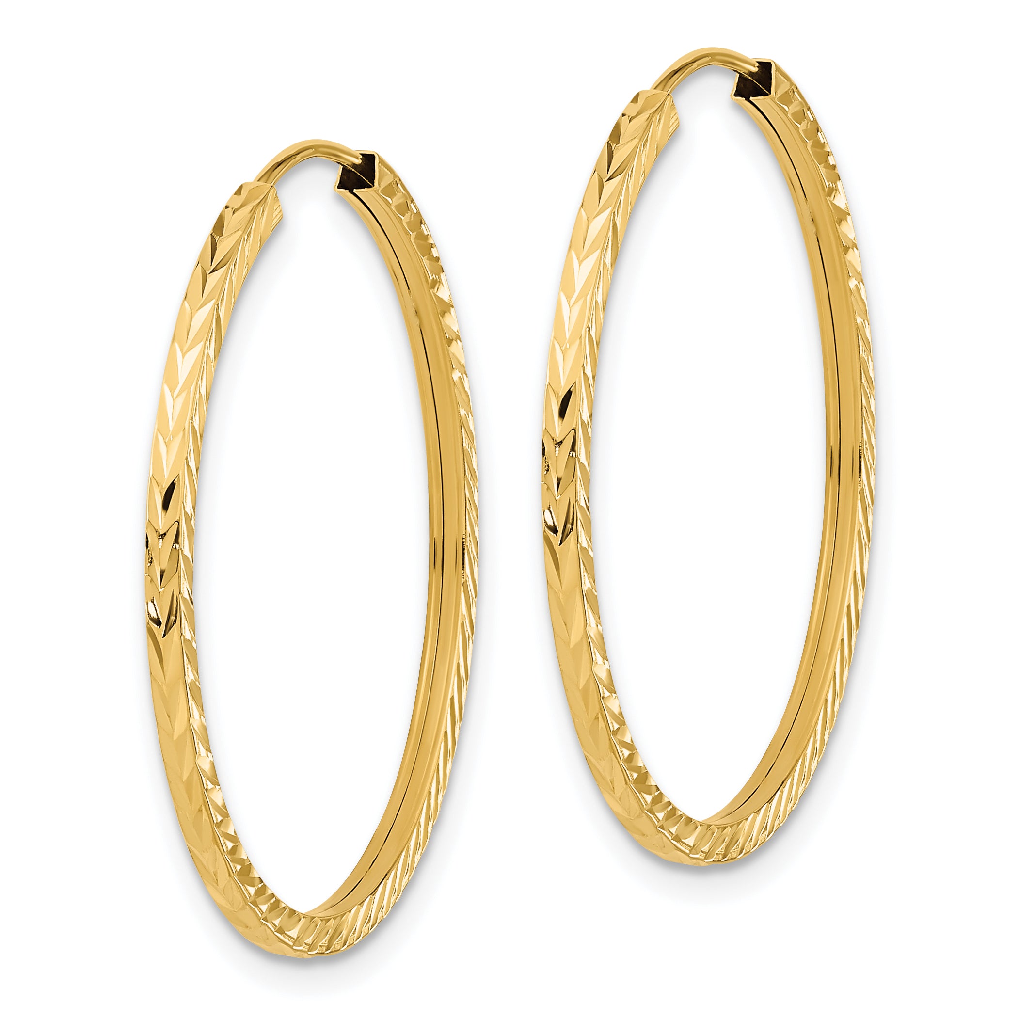 10k Diamond-cut Square Tube Endless Hoop Earrings