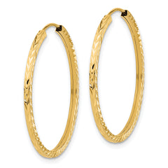 10k Diamond-cut Square Tube Endless Hoop Earrings