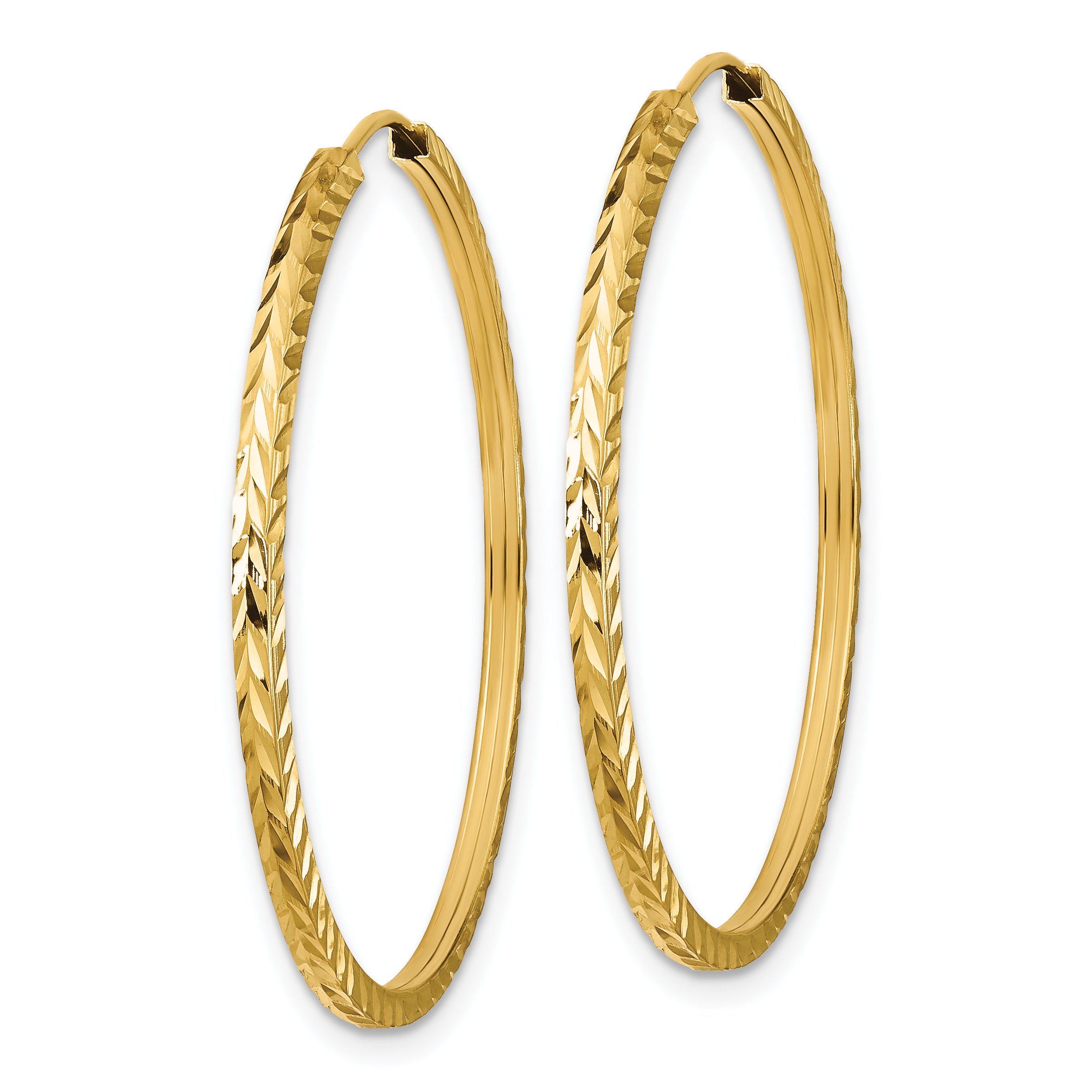 10k Diamond-cut Square Tube Endless Hoop Earrings