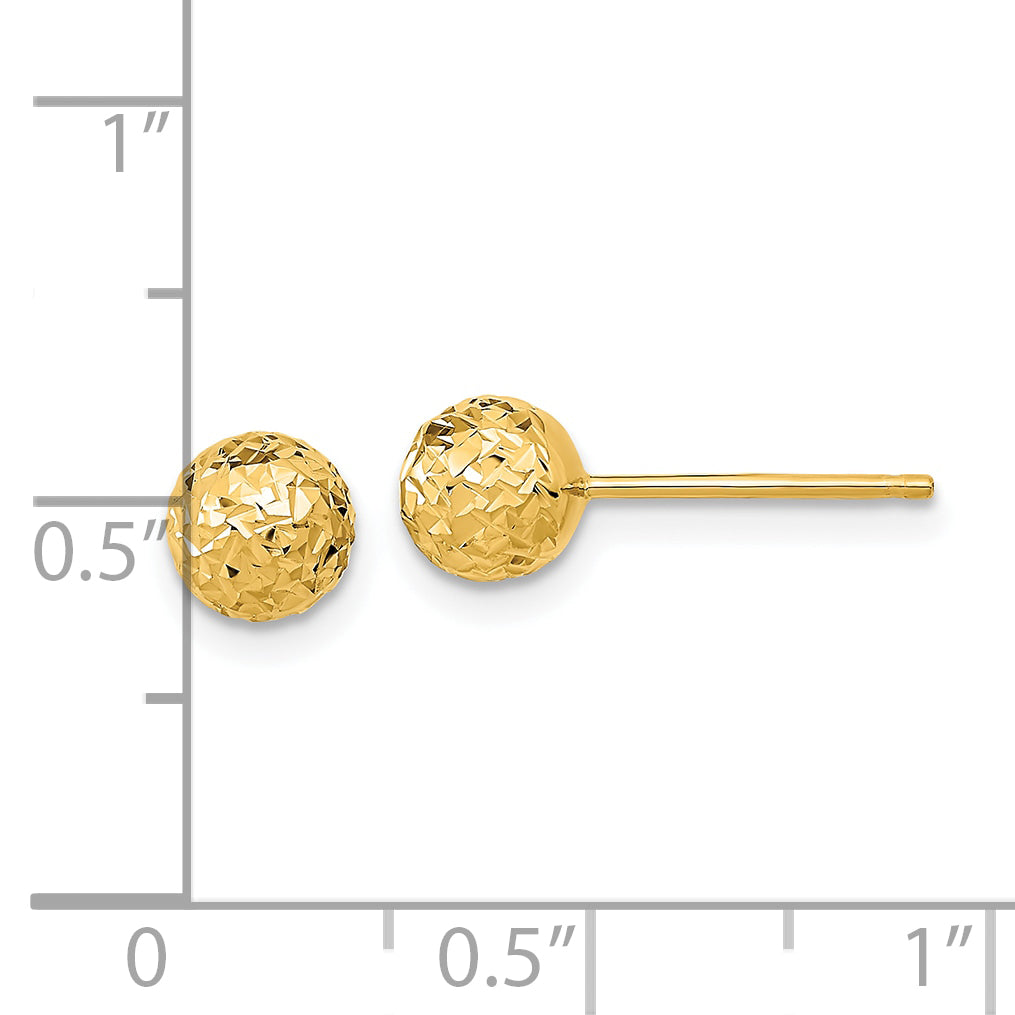 10k 6mm Diamond-Cut Ball Post Earrings