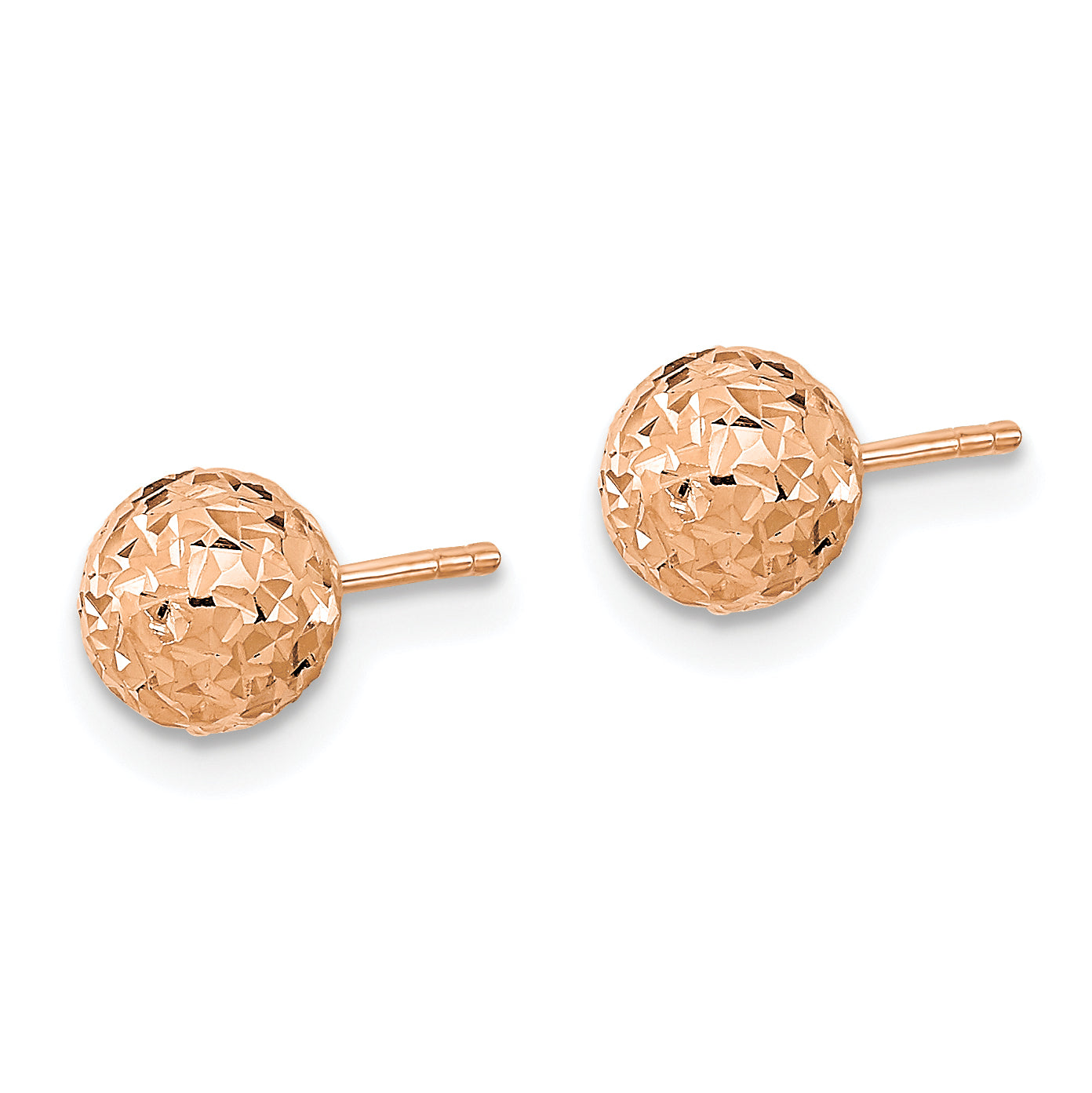 10k Rose Gold 6mm Diamond-Cut Ball Post Earrings