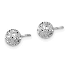 10k White Gold D/C 6mm Ball Post Earrings