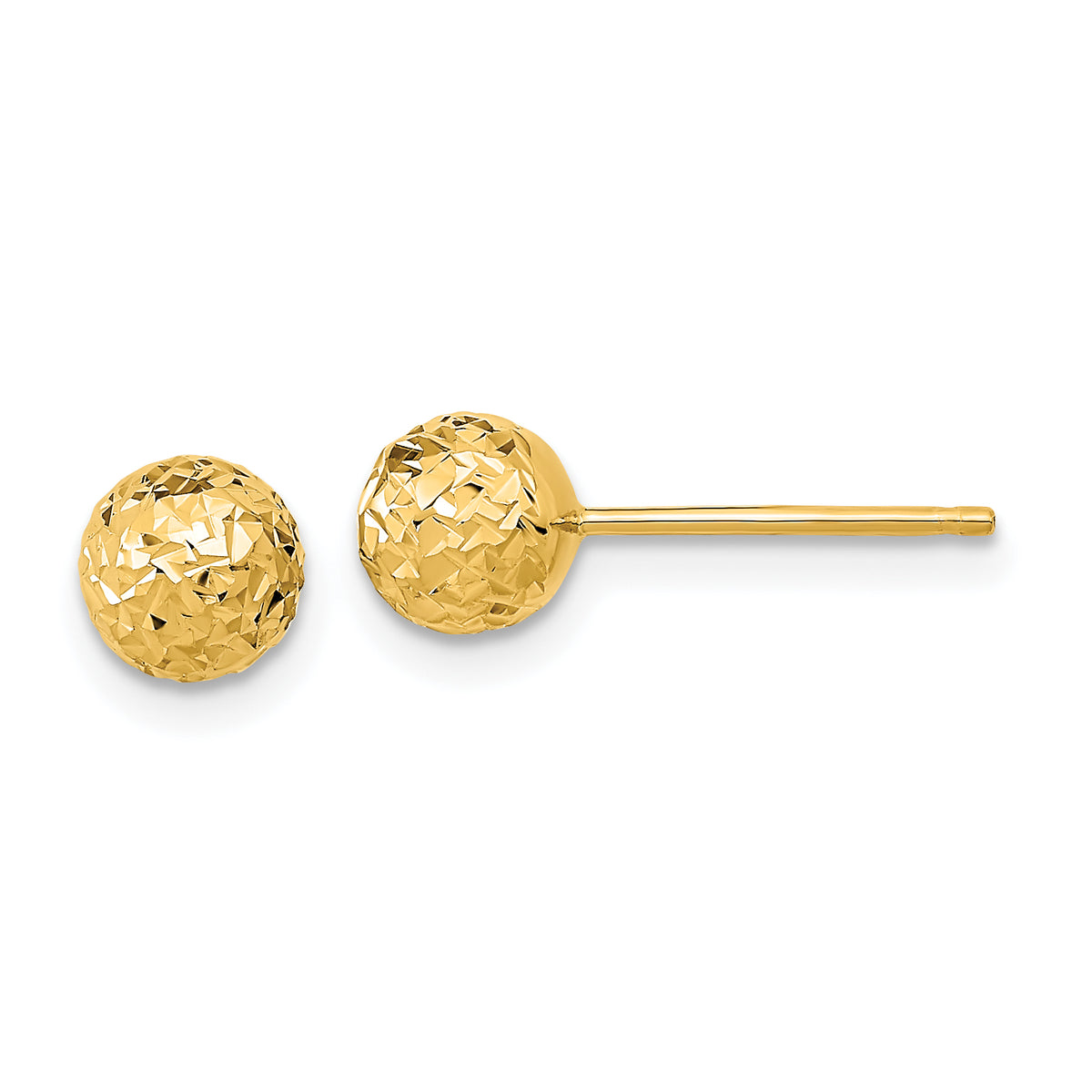 10k 6mm Diamond-Cut Ball Post Earrings