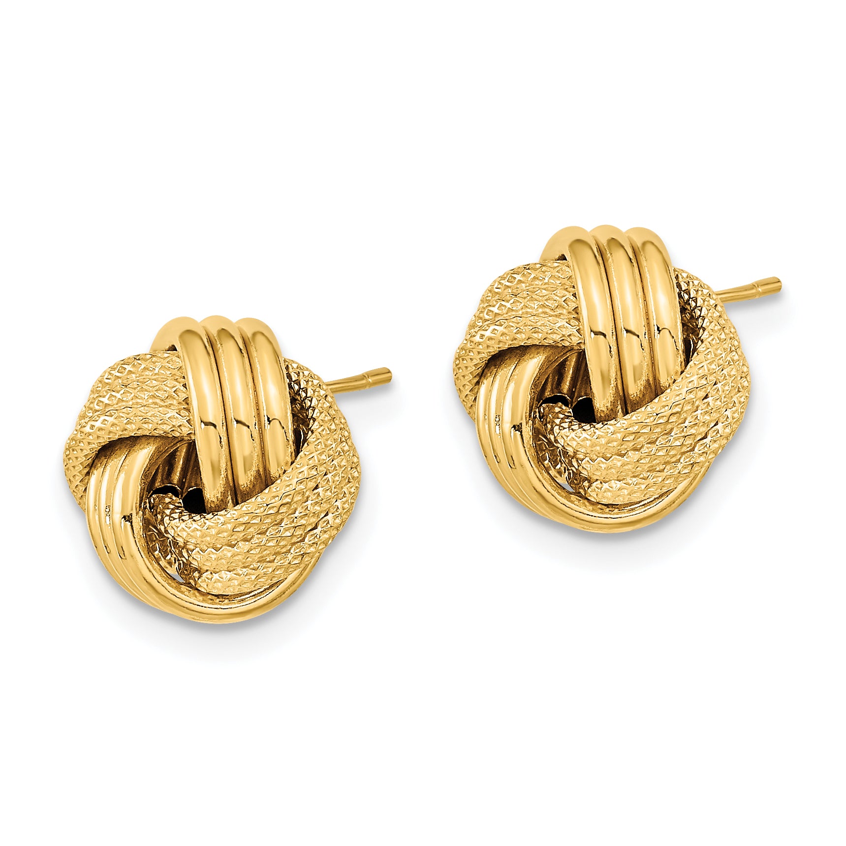 10k Polished Textured Triple Love Knot Post Earrings