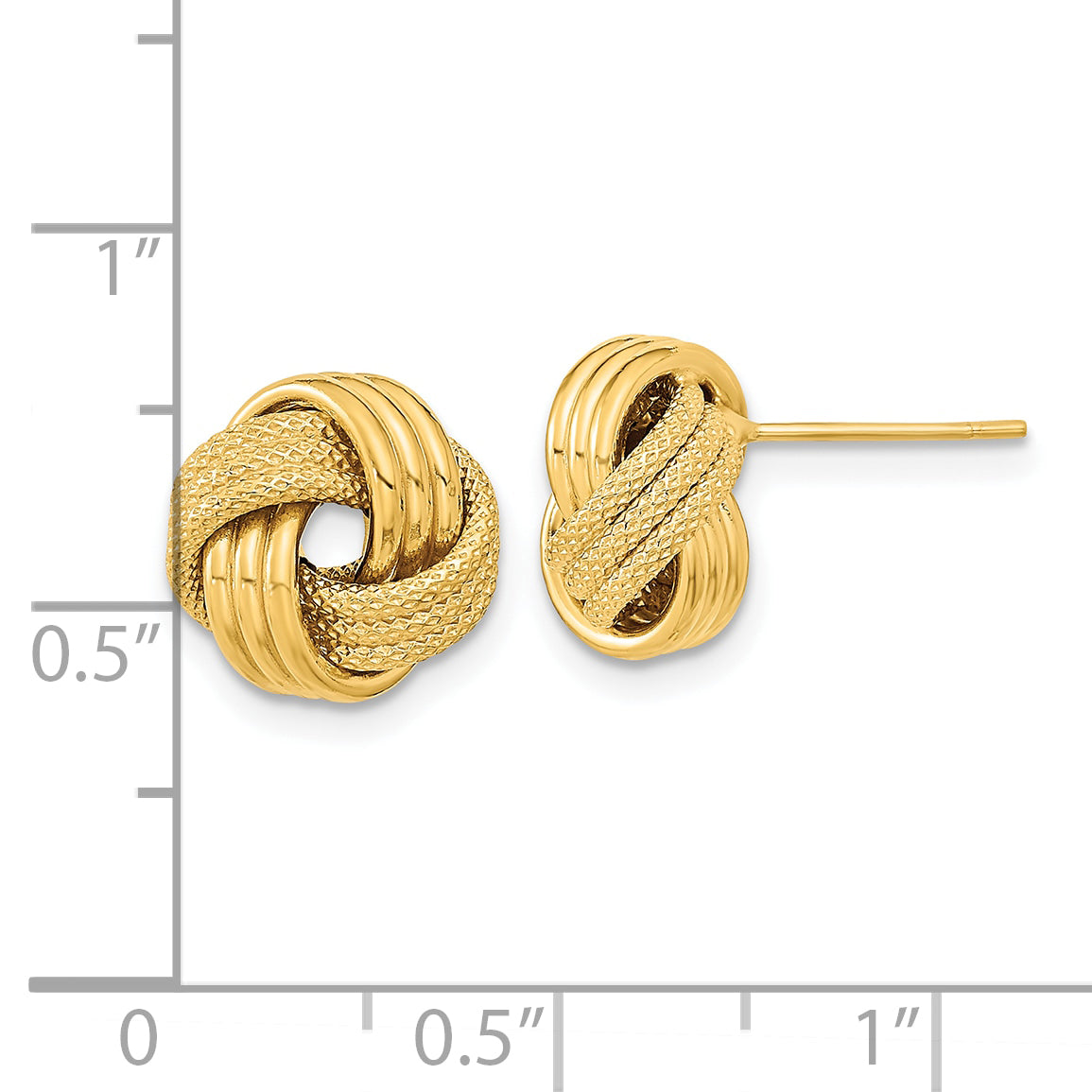 10k Polished Textured Triple Love Knot Post Earrings