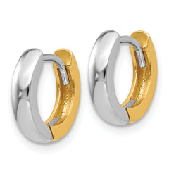 10k Two-tone 2.5mm Round Hinged Hoop Earrings