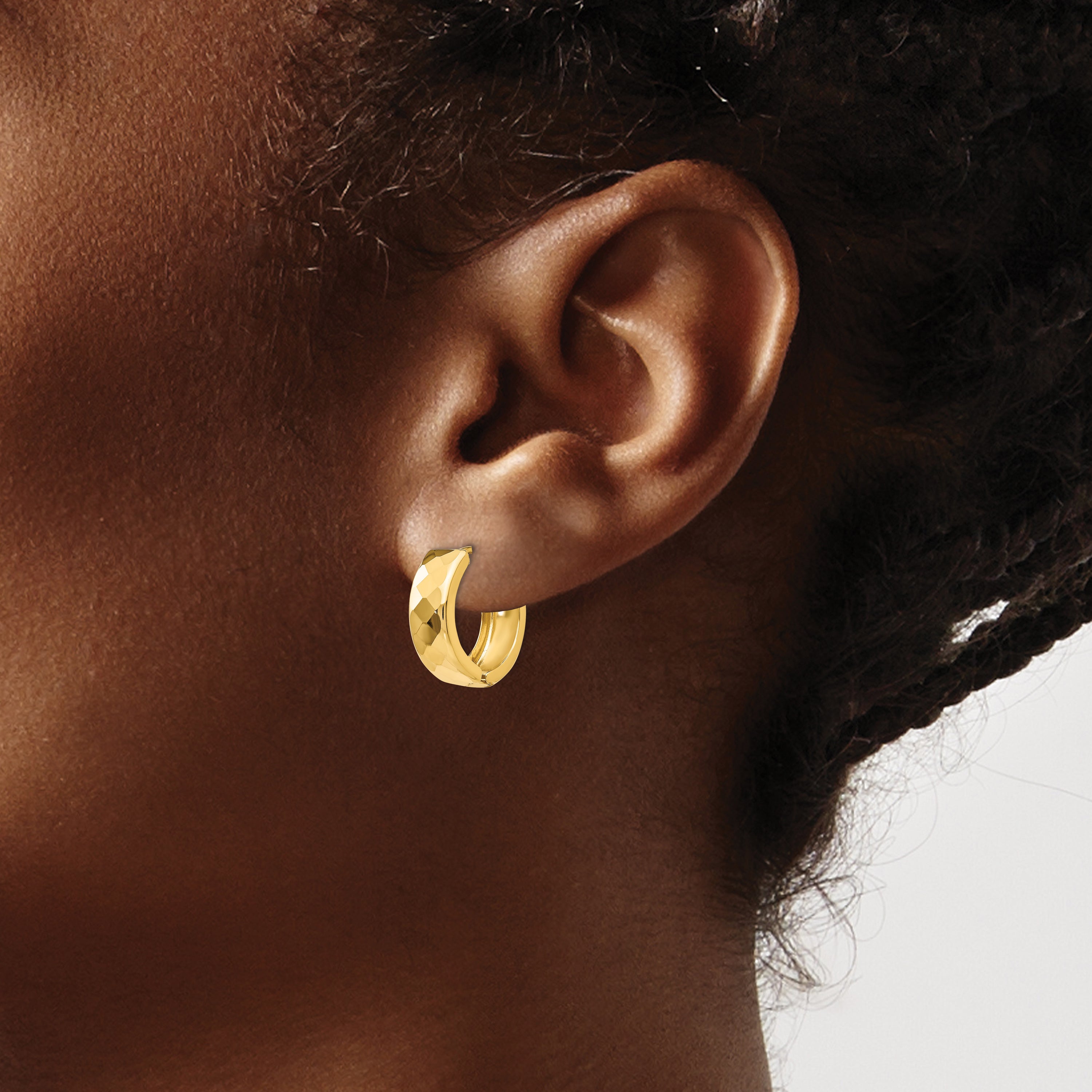 10k Textured Hinged Hoop Earrings