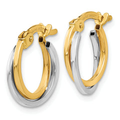 10k Two-tone Polished Hollow Hoop Earrings