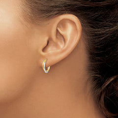 10k Two-tone Polished Hollow Hoop Earrings