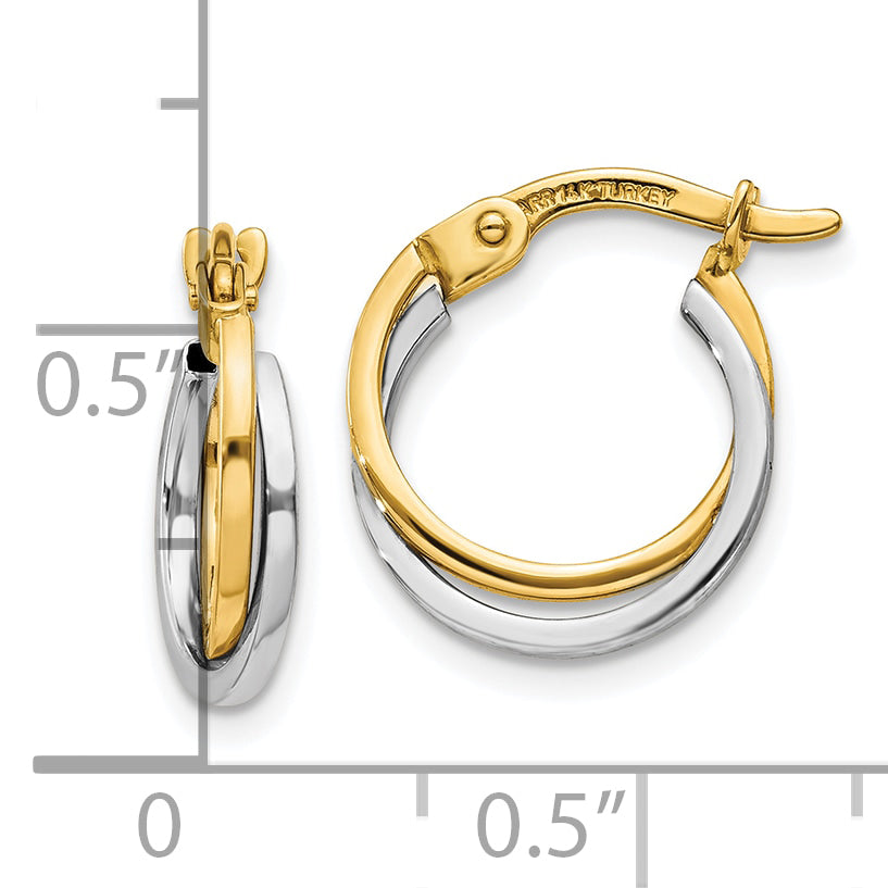 10k Two-tone Polished Hollow Hoop Earrings