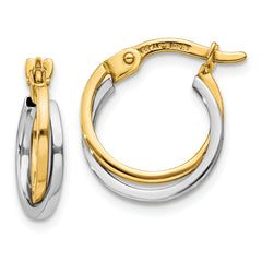 10k Two-tone Polished Hollow Hoop Earrings