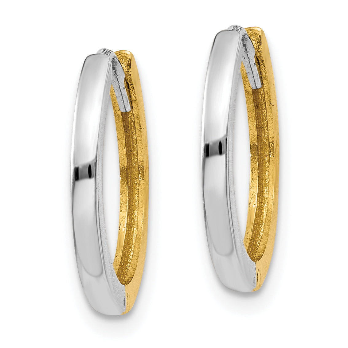 10k Two-tone Round Hinged Hoop Earrings