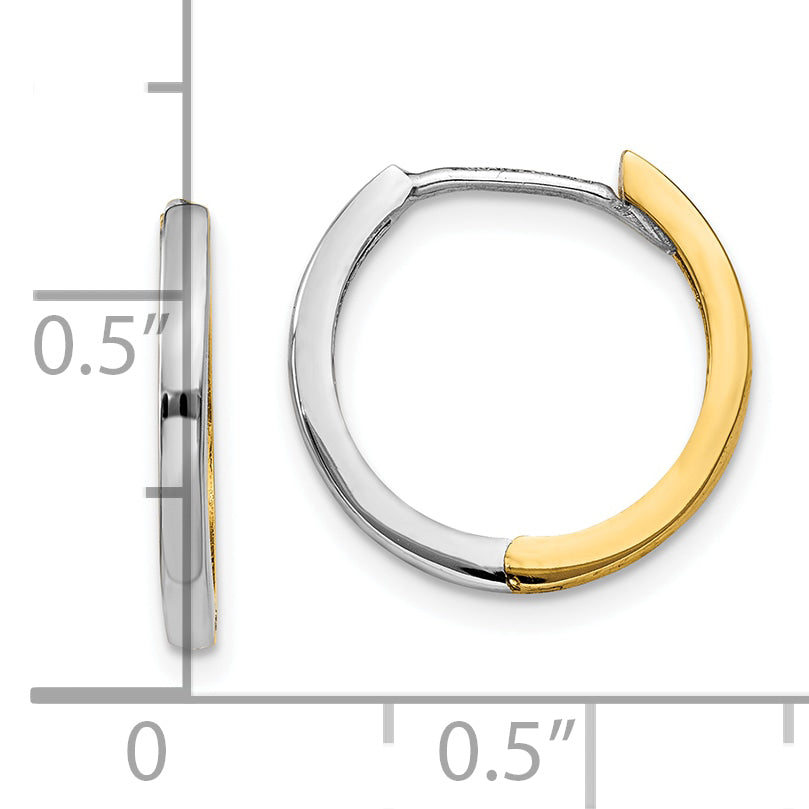 10k Two-tone Round Hinged Hoop Earrings