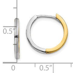 10k Two-tone Round Hinged Hoop Earrings