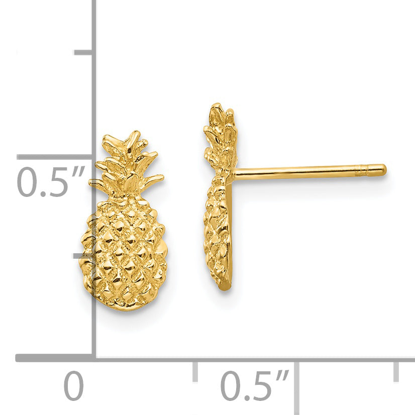 10K Polished Textured Pineapple Post Earrings