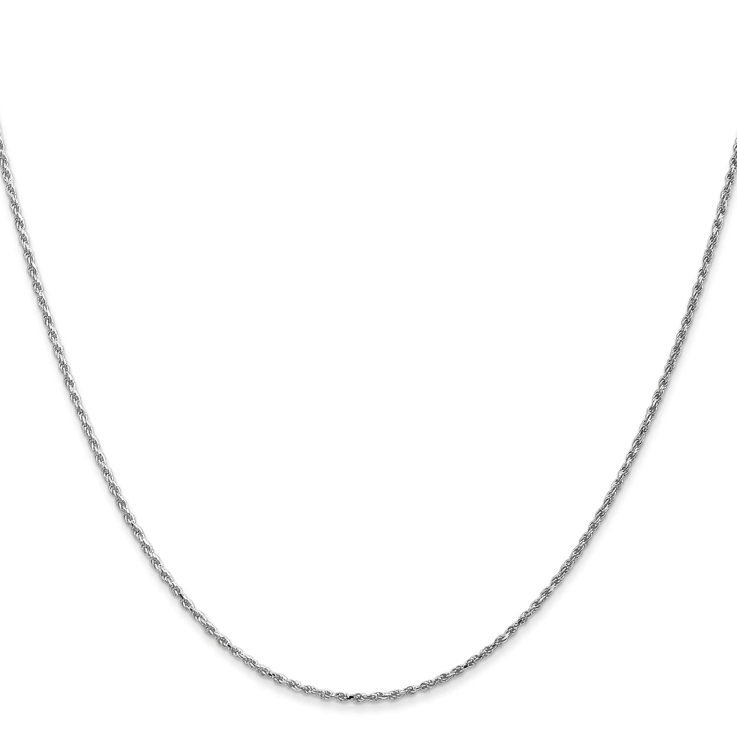 10K White Gold Polished Rope Necklace with Rhodium, Solid and Elegant