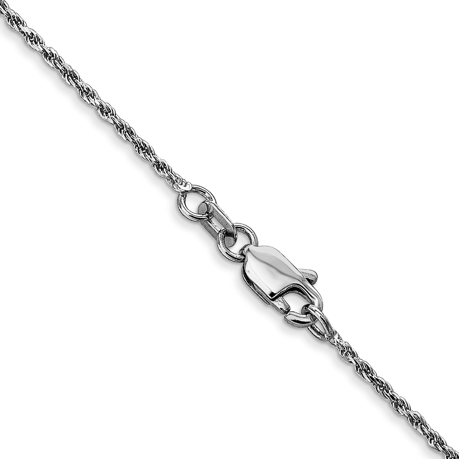 10k White Gold 1.15mm D/C Machine Made Rope Chain