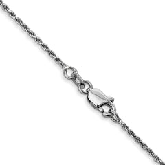 10K White Gold Polished Rope Necklace with Rhodium, Solid and Elegant