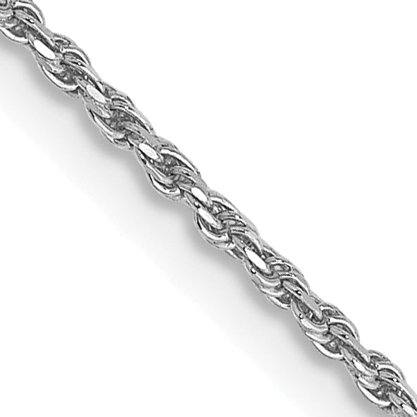 10k White Gold 1.15mm Diamond Cut Machine Made Rope Chain