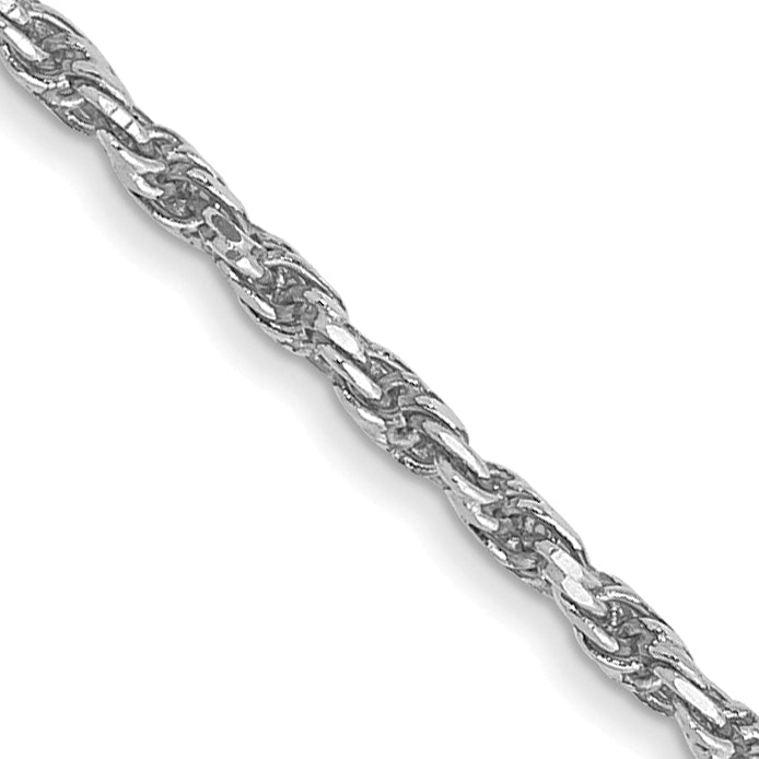 10k White Gold 1.3mm D/C Machine Made Rope Chain