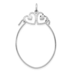 10K White Gold Double Hearts On Top Charm Holder