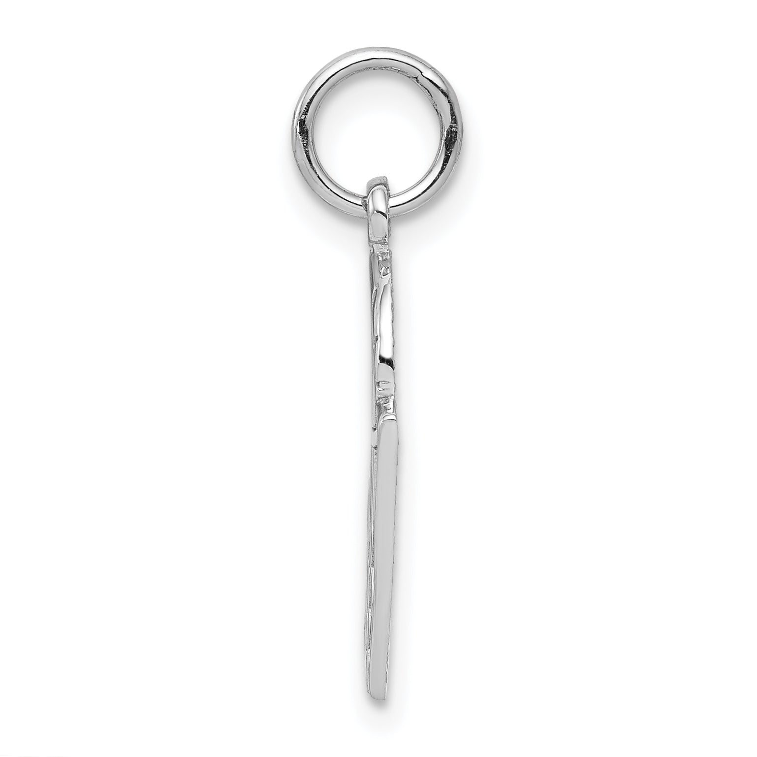 10K White Gold Basketball and Net Charm with Polished Finish  Solid, Rhodium-Plated Design