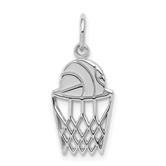 10K White Gold Basketball and Net Charm