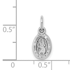 10K White Gold St. Christopher Medal Pendant with Polished Finish