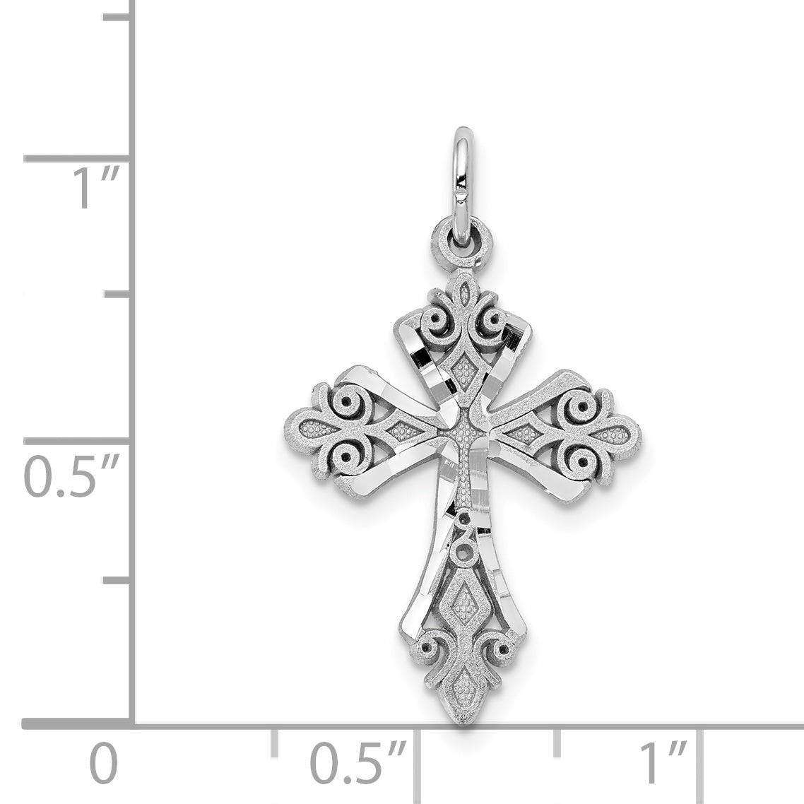 10K White Gold Diamond-Cut Cross Charm