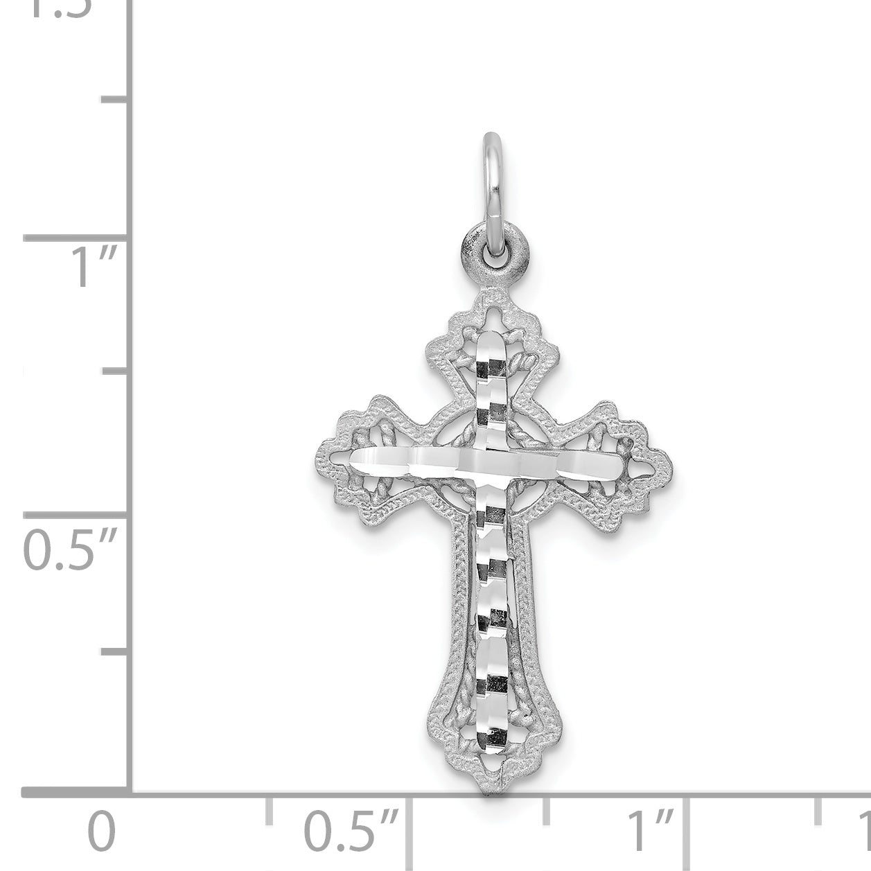 10K White Gold Diamond-Cut Cross Charm