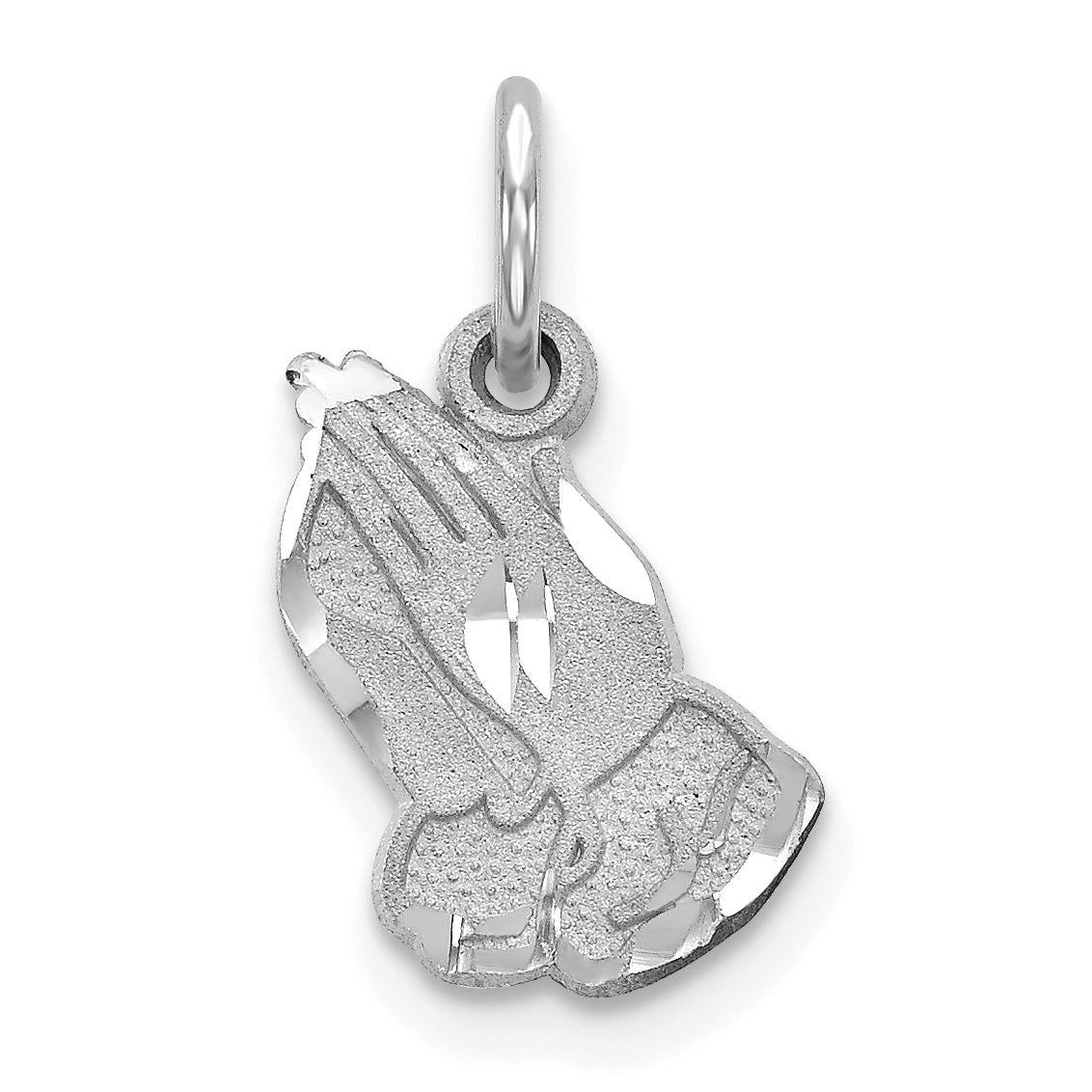 10K White Gold Praying Hands Charm