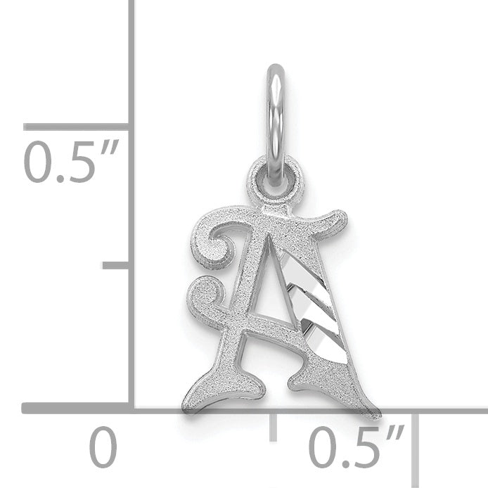 10k White Gold Diamond-cut Initial A Charm