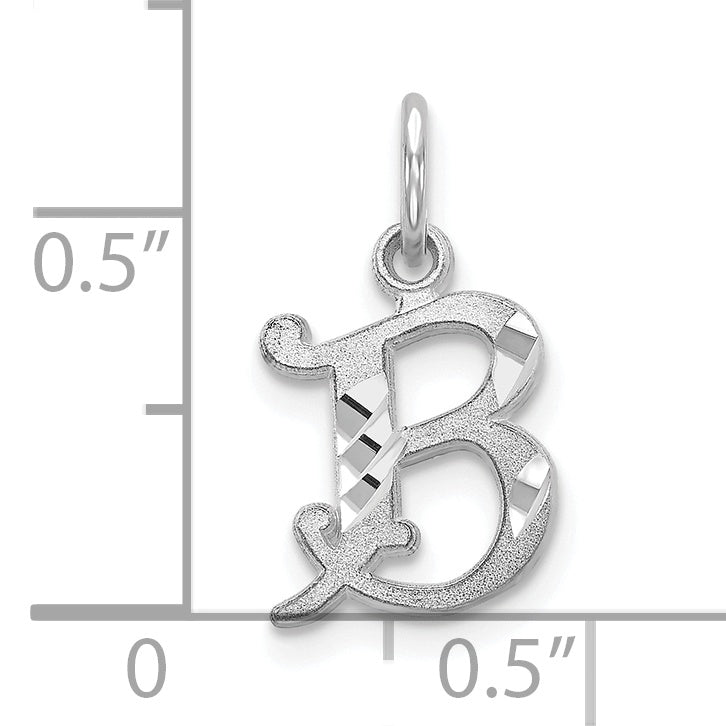 10k White Gold Diamond-cut Initial B Charm