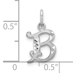 10k White Gold Diamond-cut Initial B Charm